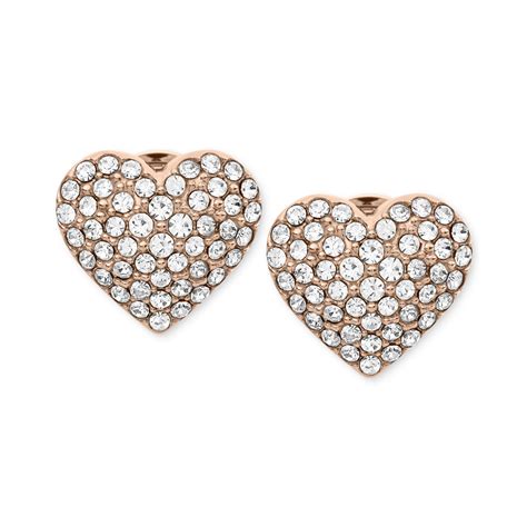 michael kors rose gold heart stud earrings